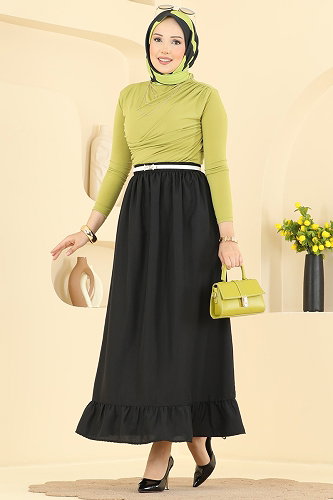 moda selvim Skirts 148NZRK1200 Black - Thumbnail