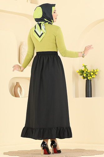 moda selvim التنانير أسود 148NZRK1200 - Thumbnail