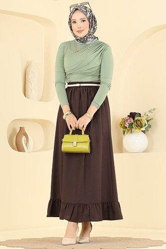 moda selvim Skirts 148NZRK1200 Brown - Thumbnail
