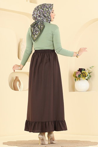 moda selvim Skirts 148NZRK1200 Brown - Thumbnail