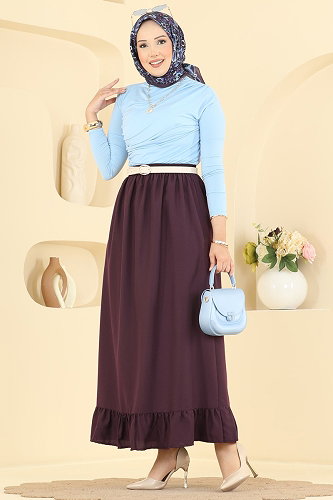 moda selvim Skirts 148NZRK1200 Damson - Thumbnail