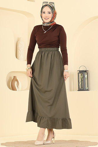 moda selvim Skirts 148NZRK1200 Khaki - Thumbnail