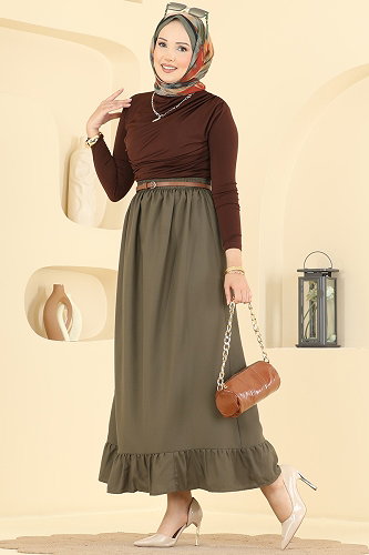 moda selvim التنانير اخضر عفني 148NZRK1200 - Thumbnail