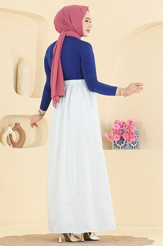 moda selvim التنانير أزرق فاتح 156NZRK1200 - Thumbnail