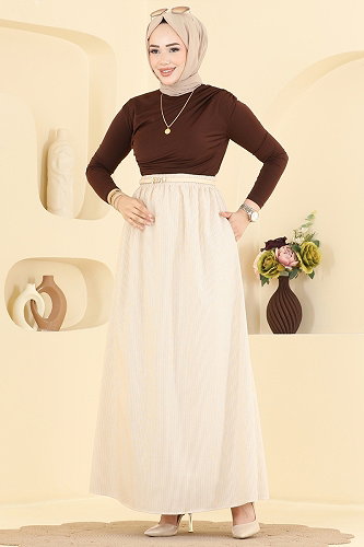 moda selvim Skirts 156NZRK1200 Beige - Thumbnail