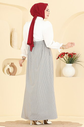 moda selvim التنانير أسود 156NZRK1200 - Thumbnail