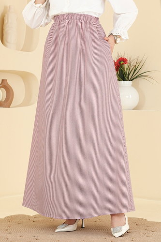 moda selvim Skirts 156NZRK1200 Burgundy - Thumbnail
