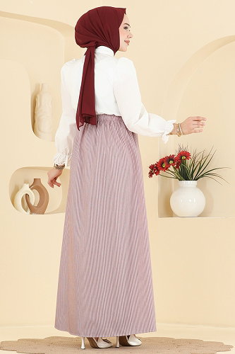 moda selvim Skirts 156NZRK1200 Burgundy - Thumbnail