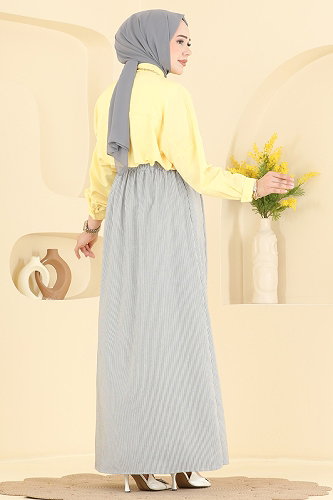 moda selvim التنانير كحلي 156NZRK1200 - Thumbnail