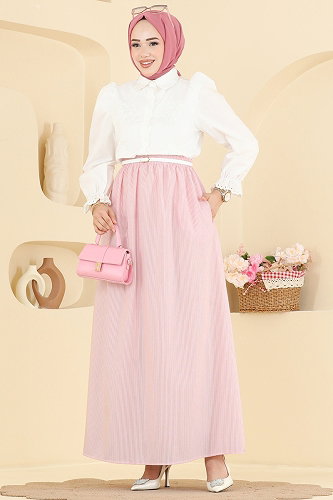 moda selvim Skirts 156NZRK1200 Pink - Thumbnail