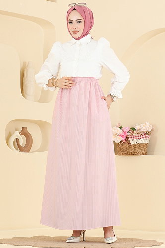 moda selvim Skirts 156NZRK1200 Pink - Thumbnail