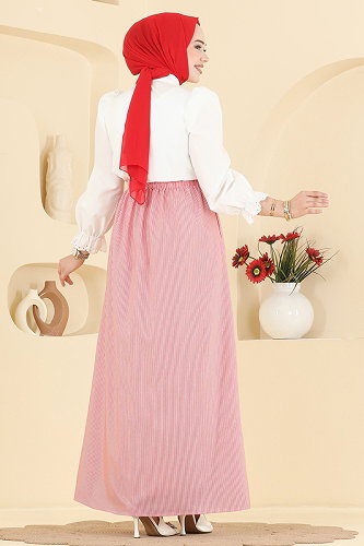 moda selvim Skirts 156NZRK1200 Red - Thumbnail