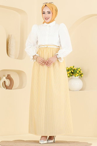 moda selvim التنانير أصفر 156NZRK1200 - Thumbnail