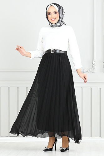 moda selvim Skirts 16202BSK984-M Black - Thumbnail