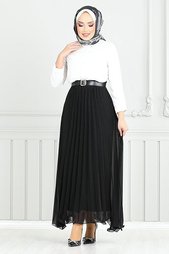 moda selvim Skirts 16202BSK984-M Black - Thumbnail