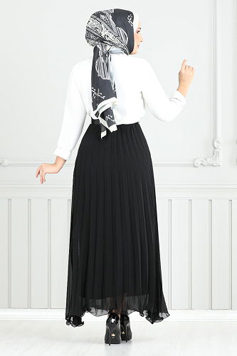 moda selvim Skirts 16202BSK984-M Black - Thumbnail