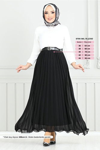 moda selvim التنانير أسود 16202BSK984-M - Thumbnail