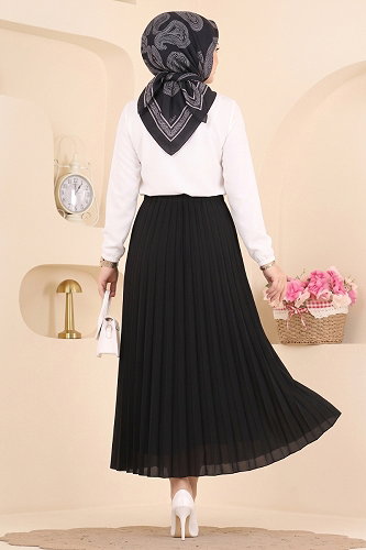 moda selvim التنانير أسود 199NZRK1200 - Thumbnail