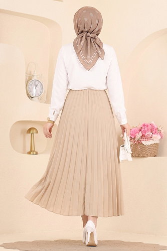 moda selvim التنانير كريمي 199NZRK1200 - Thumbnail