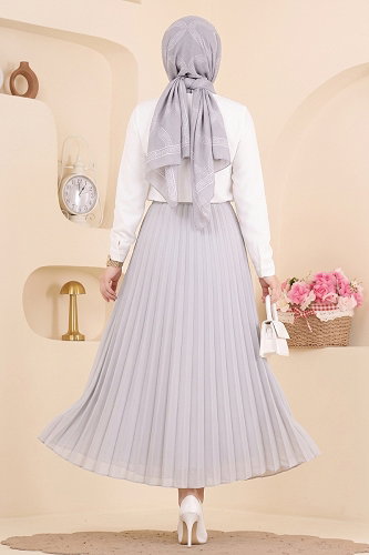 moda selvim التنانير رمادي 199NZRK1200 - Thumbnail