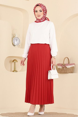 moda selvim Skirts 199NZRK1200 Red - Thumbnail