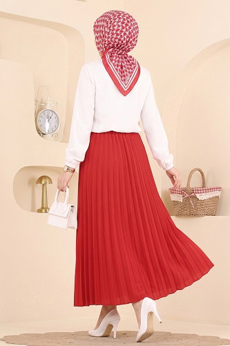 moda selvim Skirts 199NZRK1200 Red - Thumbnail