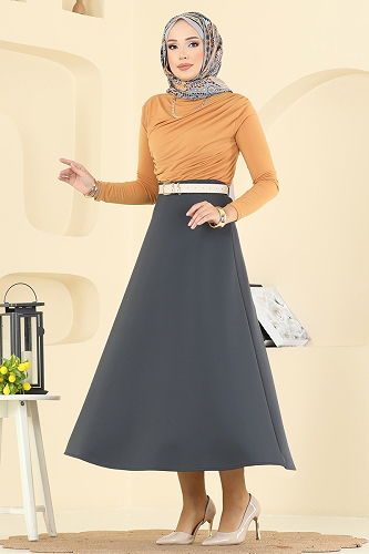 moda selvim Skirts 2060TEG847 Anthracite - Thumbnail