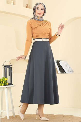 moda selvim Skirts 2060TEG847 Anthracite - Thumbnail