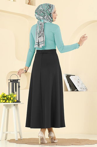 moda selvim Skirts 2060TEG847 Black - Thumbnail