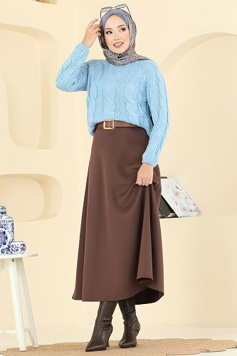 moda selvim Skirts 2060TEG847 Brown - Thumbnail
