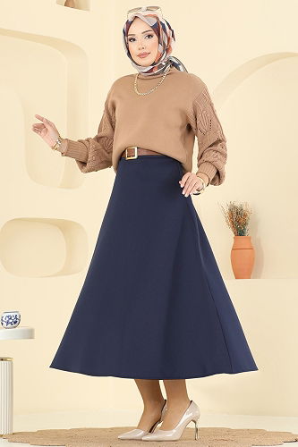 moda selvim Skirts 2060TEG847 Navy Blue - Thumbnail