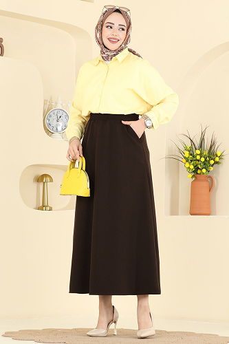 moda selvim Skirts 213BRZ597 Brown - Thumbnail