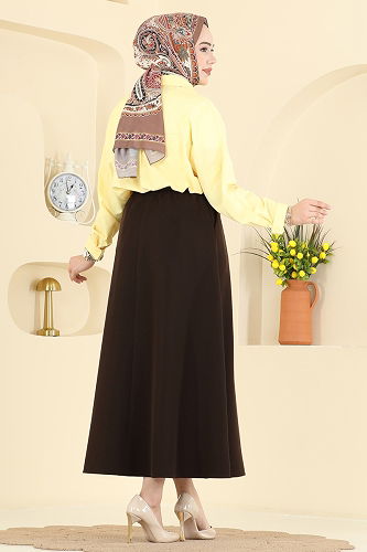 moda selvim Skirts 213BRZ597 Brown - Thumbnail