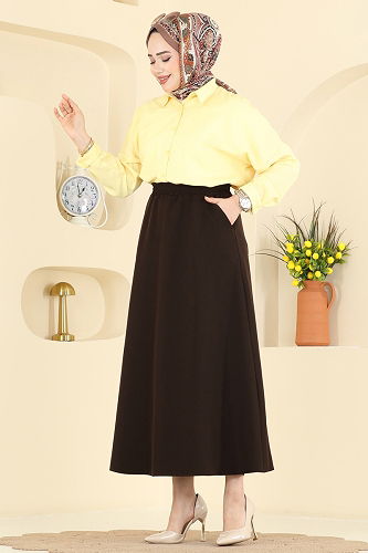 moda selvim التنانير بني 213BRZ597 - Thumbnail