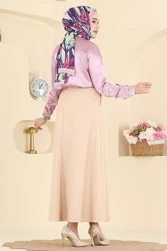 moda selvim Skirts 213BRZ597 Stone - Thumbnail