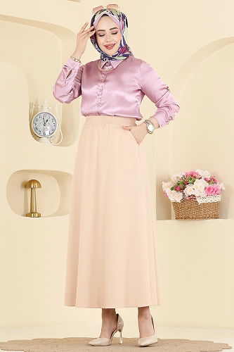 moda selvim التنانير بيج 213BRZ597 - Thumbnail