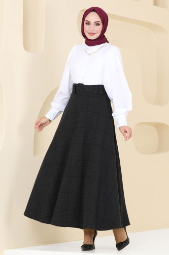 moda selvim Skirts 22007UKB139 Black - Thumbnail