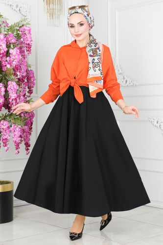 moda selvim Skirts 3005KTR750 Black - Thumbnail