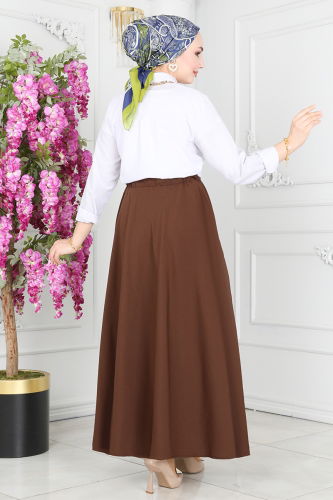 moda selvim Skirts 3005KTR750 Brown - Thumbnail