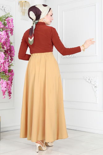 moda selvim Skirts 3005KTR750 Latte - Thumbnail