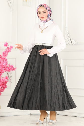 moda selvim Skirts 3019BLU797 Anthracite - Thumbnail