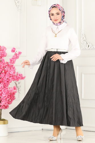 moda selvim Skirts 3019BLU797 Anthracite - Thumbnail