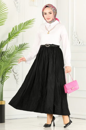 moda selvim Skirts 3019BLU797 Black - Thumbnail