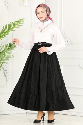 moda selvim Skirts 3019BLU797 Black - Thumbnail