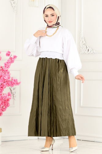 moda selvim Skirts 3019BLU797 Khaki - Thumbnail