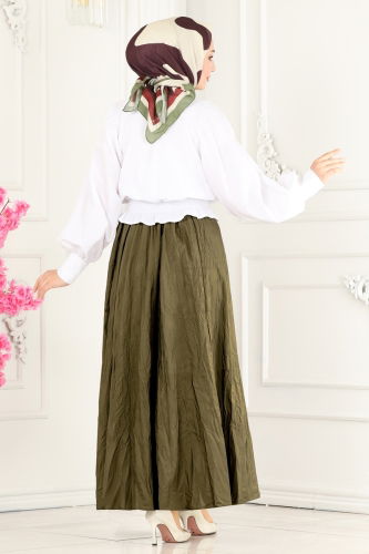 moda selvim Skirts 3019BLU797 Khaki - Thumbnail