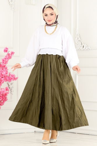 moda selvim Skirts 3019BLU797 Khaki - Thumbnail