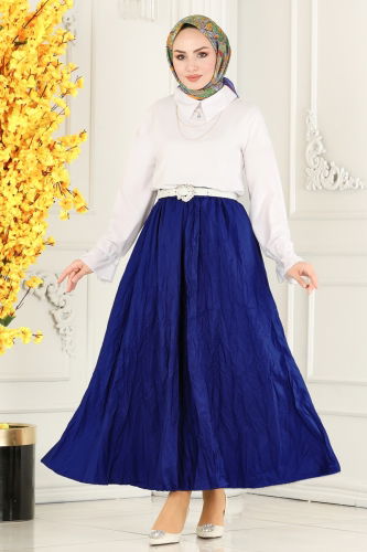 moda selvim Skirts 3019BLU797 Navy Blue - Thumbnail