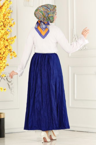 moda selvim Skirts 3019BLU797 Navy Blue - Thumbnail