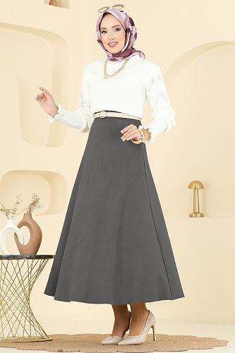 moda selvim Skirts 3228HBS856 Anthracite - Thumbnail